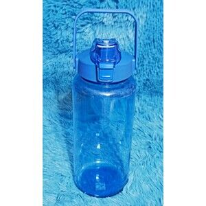 True Living 70 fl oz Reusable Plastic Water Bottle Blue/Clear Flip Top  Handle